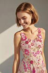 Akaks Lone Fuchsia Wedding Guest Dress A-Line V-Neck Floor Length Tulle Dress with 3d Flower Image167973