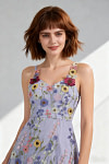 Akaks Lone Lilac Wedding Guest Dress A-Line V-Neck Floor Length Tulle Dress with 3d Flower Image929980