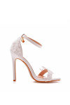 Akaks Lorna Ankle Strap White High Heels Lace Open Toe Image379030