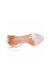 Akaks Lorna Ankle Strap White High Heels Lace Open Toe Image952308