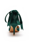 Akaks Nadia Emerald Green Satin Bow Pointed Toe Heels with Pearls Image524902