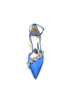 Akaks Satin Pointed Toe Rhinestone Kelsey Royal Blue Kitten Heels with Ankle Strap Image509347