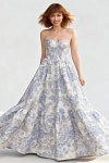 Akaks Una Lavender Wedding Guest Dress A-Line Strapless Sweetheart Neckline Floor Length Floral Satin Dress Image189385