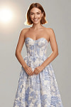 Akaks Una Lavender Wedding Guest Dress A-Line Strapless Sweetheart Neckline Floor Length Floral Satin Dress Image545295