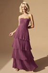 Akaks Veda Chianti Wedding Guest Dress A-Line Strapless Sweetheart Neckline Floor Length Chiffon Dress with Tiered Ruffle Image947477