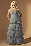 Akaks Veda Dark Grey Wedding Guest Dress A-Line Strapless Sweetheart Neckline Floor Length Chiffon Dress with Tiered Ruffle Image882893
