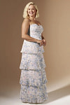 Akaks Veda Purple Floral Wedding Guest Dress A-Line Strapless Sweetheart Neckline Floor Length Chiffon Dress with Tiered Ruffle Image301463