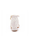 Akaks White Lace Open Toe Daria Block Heel Sandals with Ankle Strap Heel Height 1.77inch Image360389