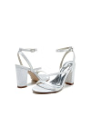 Akaks White Satin Nara Womens Block Heel Sandals with Ankle Strap Image239743