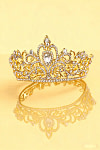 Akaks Golden Metal Frame With White Crystal Princess Tiara Bridal Crown Image253784