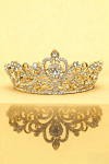 Akaks Golden Metal Frame With White Crystal Princess Tiara Bridal Crown Image260554