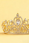 Akaks Golden Metal Frame With White Crystal Princess Tiara Bridal Crown Image659935