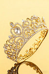 Akaks Golden Metal Frame With White Crystal Princess Tiara Bridal Crown Image845045