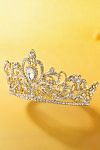 Akaks Golden Metal Frame With White Crystal Princess Tiara Bridal Crown Image981719