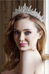 Akaks Hester Silver Metal Frame With White Crystal Sparkling Crystal Bridal Tiara Image989286