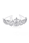 Akaks Nola Silver Metal Frame With White Crystal Bridal Princess Tiara And Crown Image429679
