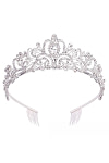 Akaks Nola Silver Metal Frame With White Crystal Bridal Princess Tiara And Crown Image736901