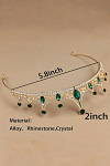 Akaks Ophel Gold Metal Frame With Green Rhinestones Princess Tiara Queen Crown Headband For Party Image417148