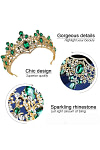 Akaks Tegan Gold Metal Frame With Green Crystal Wedding Tiara Hair Accessories For Bride Image546000