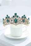 Akaks Tegan Gold Metal Frame With Green Crystal Wedding Tiara Hair Accessories For Bride Image799693