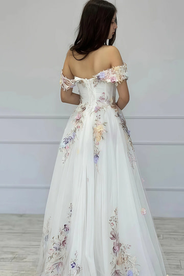 Linda | Discover the Ultimate Flower Wedding Dress for Your Dream Big Day - White Floral - PromDressClub