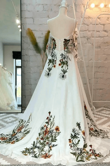 Liz | Discover the Dream Floral Wedding Dress for Your Big Day - Ivory Floral - PromDressClub