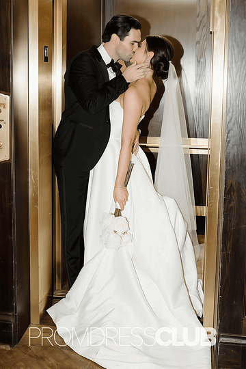 Ella |Beach White Simple Wedding Dresses Mermaid Strapless Satin with Slit - White - PromDressClub