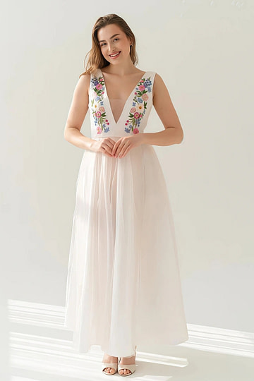 Luciana | Discover Your Dream Floral Wedding Dress: Timeless Elegance & Effortless Grace - White Floral - PromDressClub