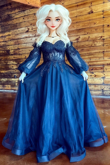 Marina | Gothic Black Strapless Corset Long Detachable Sleeves Wedding Dress - Black - PromDressClub