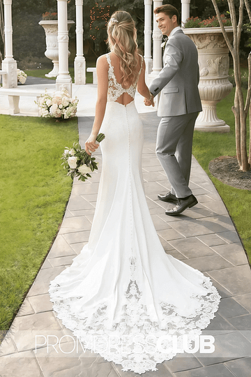 May |Long White Wedding Dresses Near Me With Lace Straps Sweep Train Mermaid - Price #price_variant_lowest# - White - PromDressClub
