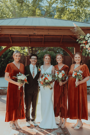 Alma | Immensely Glam Sheath Rust Orange Velvet Midi Bridesmaid Dress with V Neck and Short Sleeve - Price #price_variant_lowest# - Rust - PromDressClub