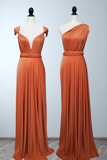 Cherry | Seriously Sensational Plus Size Infinity Rust Chiffon Maxi Bridesmaid Dress with Multiway Convertible - Price #price_variant_lowest# - Rust - PromDressClub