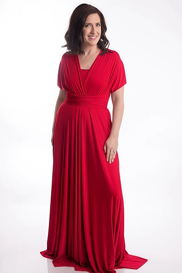 Constance | Cherished Vow Infinity Red Chiffon Maxi Bridesmaid Dress with Multiway Convertible - Price #price_variant_lowest# - Red - PromDressClub