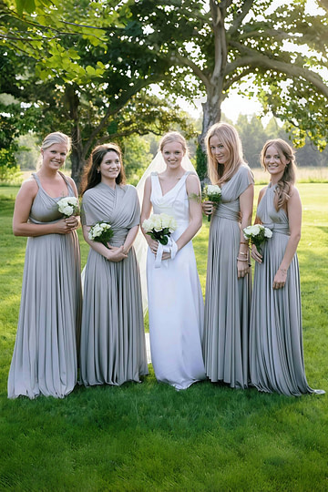 Cornelia | Cherished Vow Convertible Silver Grey Chiffon Maxi Bridesmaid Dress with Multiway Infinity - Price #price_variant_lowest# - Silver - PromDressClub