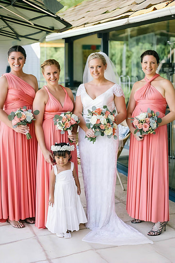 Dana | Epitome of Allure Infinity Peach Coral Chiffon Maxi Birdesmaid Dress wirth Multiway Convertible - Price #price_variant_lowest# - Peach - PromDressClub