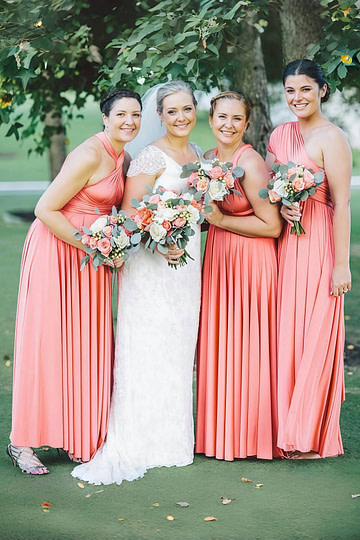 Dana | Epitome of Allure Infinity Peach Coral Chiffon Maxi Birdesmaid Dress wirth Multiway Convertible - Price #price_variant_lowest# - Peach - PromDressClub