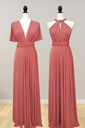 Daphne | Elegance Infinity Peach Chiffon Maxi Bridesmaid Dress with Multiway Convertible - Price #price_variant_lowest# - Peach - PromDressClub
