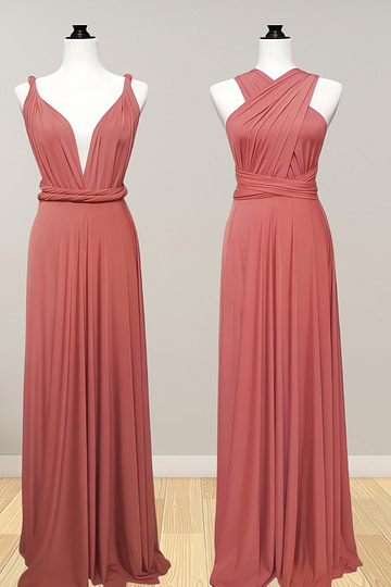 Daphne | Elegance Infinity Peach Chiffon Maxi Bridesmaid Dress with Multiway Convertible - Price #price_variant_lowest# - Peach - PromDressClub