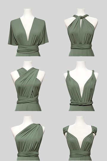 Dawn | Romance Convertible Light Olive Green Maxi Bridesmaid Dress with Multiway Infinity - Price #price_variant_lowest# - Olive Green - PromDressClub