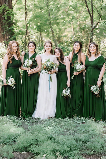 Deirdre | Epitome of Allure Infinity Emerald Green Chiffon Maxi Bridesmaid Dress with Multiway Convertibl - Price #price_variant_lowest# - Emerald Green - PromDressClub