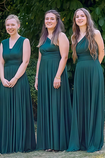 Delia | Sweetest Beloved Infinity Emerald Green Chiffon Maxi Bridesmaid Dress with Multiway Convertible - Price #price_variant_lowest# - Emerald Green - PromDressClub