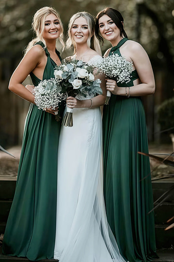 Delia | Sweetest Beloved Infinity Emerald Green Chiffon Maxi Bridesmaid Dress with Multiway Convertible - Price #price_variant_lowest# - Emerald Green - PromDressClub