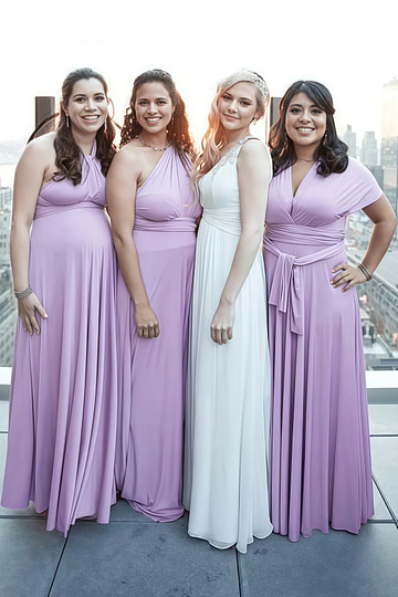 Denise | Epitome of Allure Infinity Lavender Chiffon Maxi Bridesmaid Dress with Multiway Convertible - Price #price_variant_lowest# - Lavender - PromDressClub