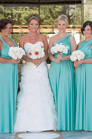 Dora | Loving Fate Infinity Aqua Chiffon Maxi Bridesmaid Dress with Multiway Convertible - Price #price_variant_lowest# - Aqua - PromDressClub