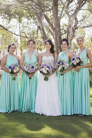 Dora | Loving Fate Infinity Aqua Chiffon Maxi Bridesmaid Dress with Multiway Convertible - Price #price_variant_lowest# - Aqua - PromDressClub