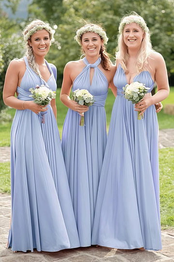 Doreen | Romance Dreamer Convertibl Dusty Blue Chiffon Maxi Bridesmaid Dress with Multiway Infinity - Price #price_variant_lowest# - Dusty Blue - PromDressClub