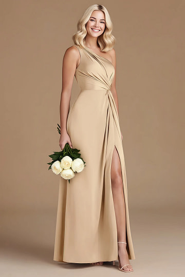 Akaks Gleeful Champagne Satin Bridesmaid Dress Image204466