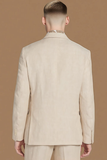 Akaks Arlo Linen Mens Tan Suit Single Breasted Notch Lapels Side-Vented Jacket Flat Front Pre-Hemmed Pants Image552601