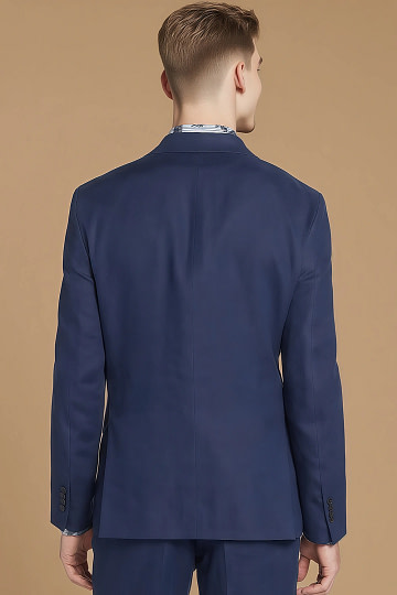 Akaks Arlo Linen Navy Suit Single Breasted Notch Lapels Side-Vented Jacket Flat Front Pre-Hemmed Pants Image805090