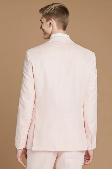 Akaks Arlo Linen Pink Suit Men Single Breasted Notch Lapels Side-Vented Jacket Flat Front Pre-Hemmed Pants Image204306